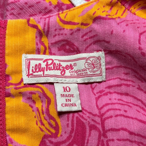 Lilly Pulitzer Original All Over Print Shift Dress Pink Elephant Peach Hibiscus - Picture 9 of 14